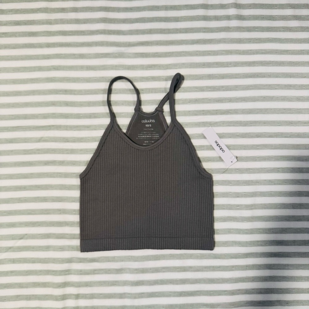 New With Tags Gray Ribbed Crop Top